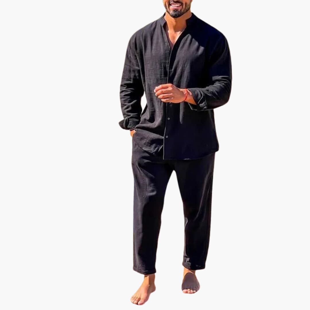 Casual Linen Suit for Men with Long Sleeves - Olytrend