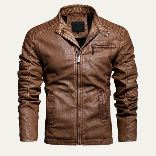 Vintage Mens Genuine Leather Biker Jacket - Nocini