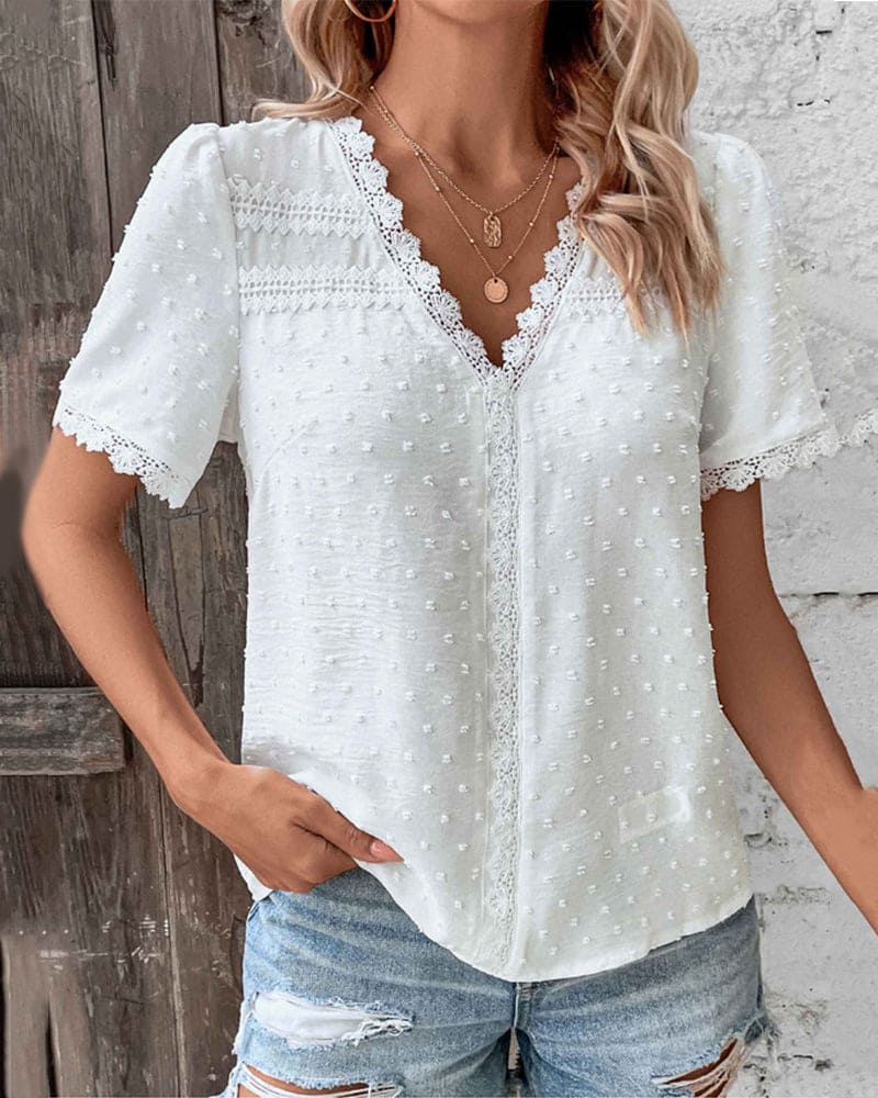 Wassa Lace Top, Short Sleeves