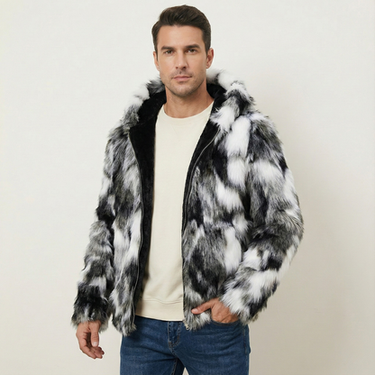 Warm Men's Faux Fur Hooded Parka Coat
