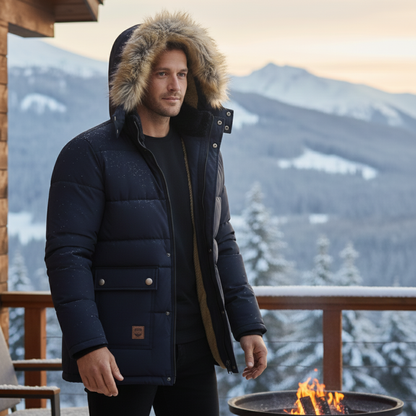 Waterproof Men's Fleece Hooded Winter Coat