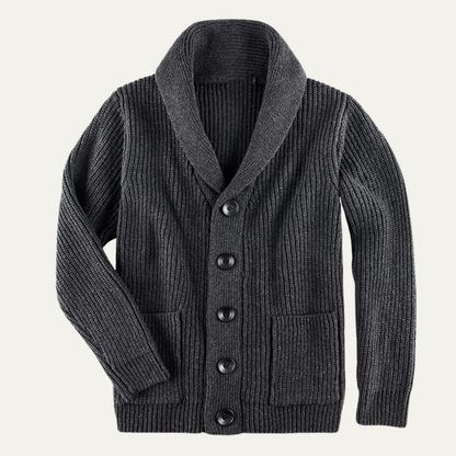 Warm Crew Neck Button Front Wool Cardigan Sweater - Nocini