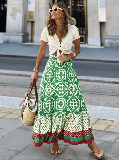 Beautiful Flowy Midi Skirt with Stretchy Waist