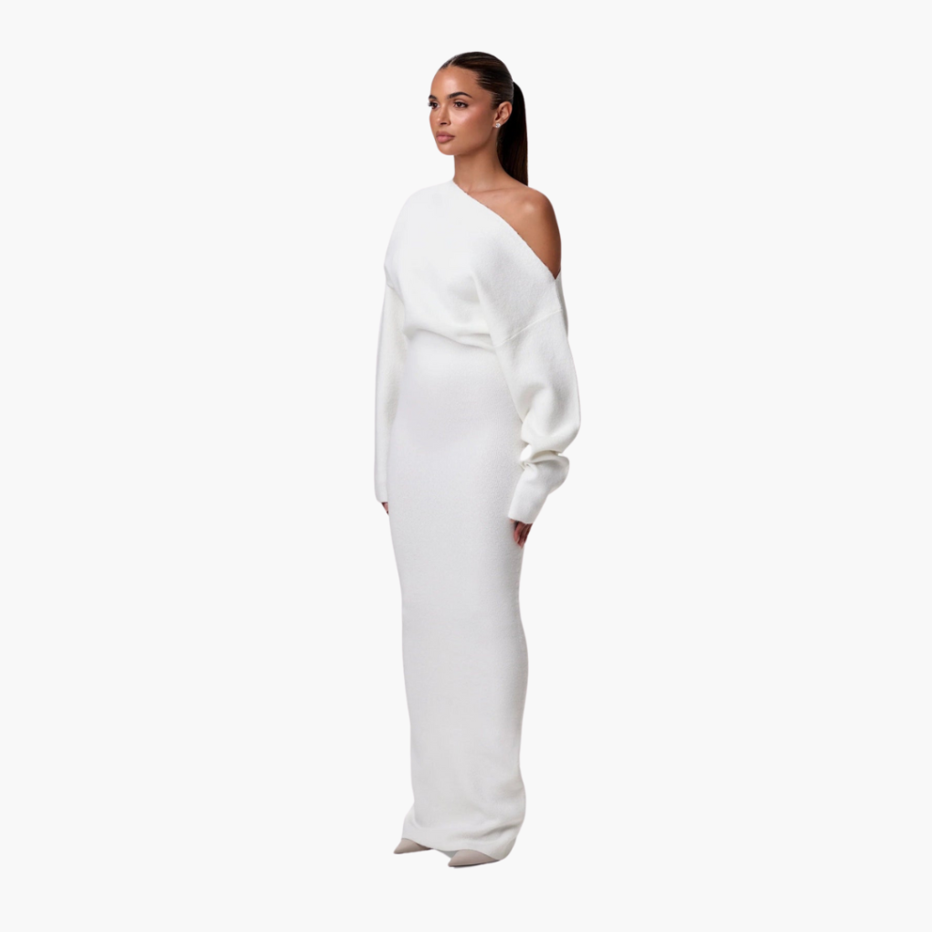 Chic Cold Shoulder Winter Dress for Ladies - Olytrend