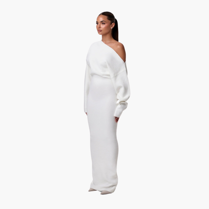 Chic Cold Shoulder Winter Dress for Ladies - Olytrend