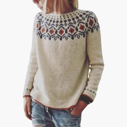 Women's Geometric Crew Neck Sweater