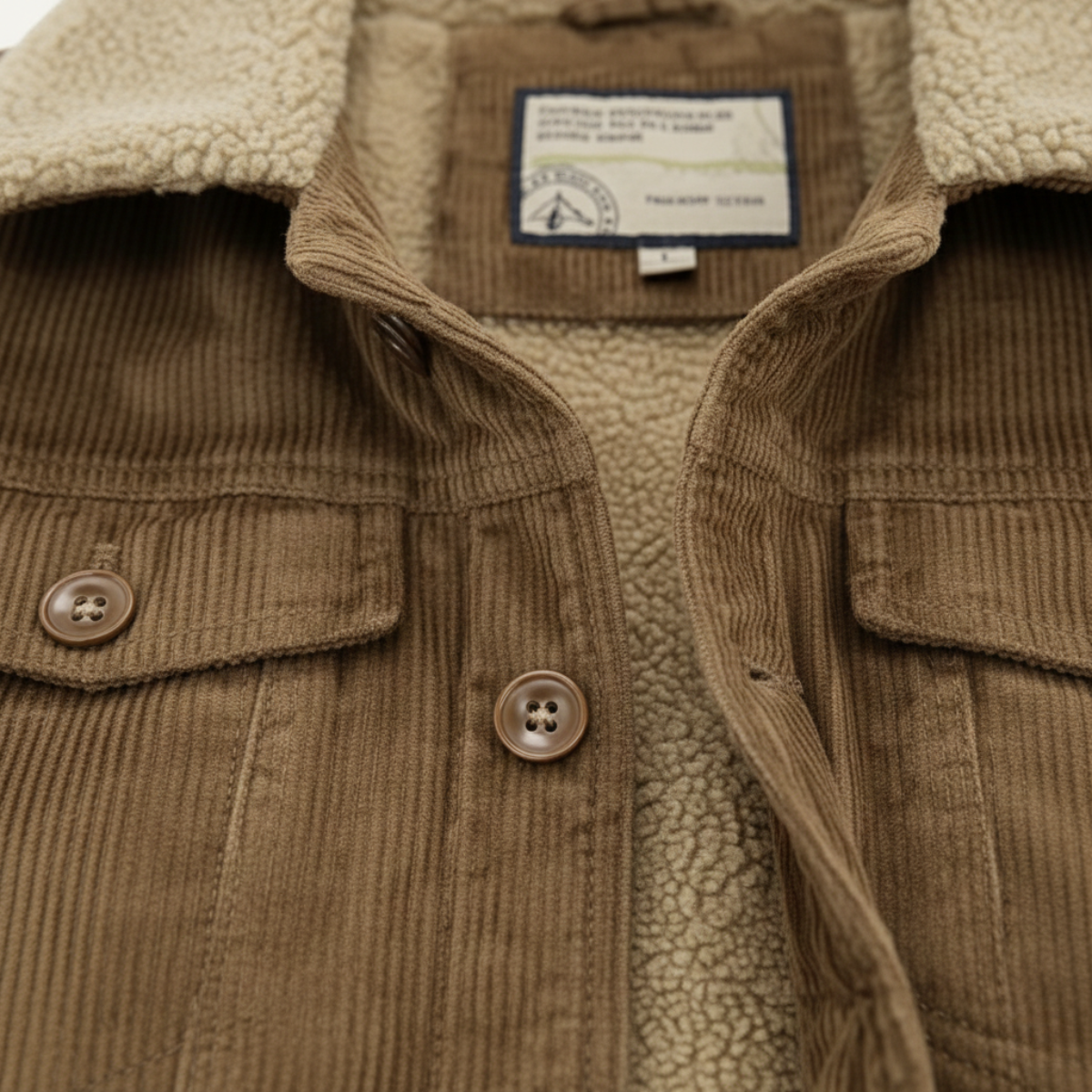 Warm Mens Corduroy Fleece Lined Winter Coat