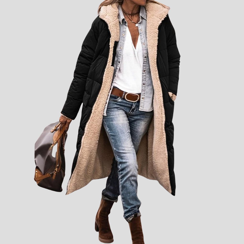 Warm Women's Parka Coat with Faux Fur Lining - Olytrend