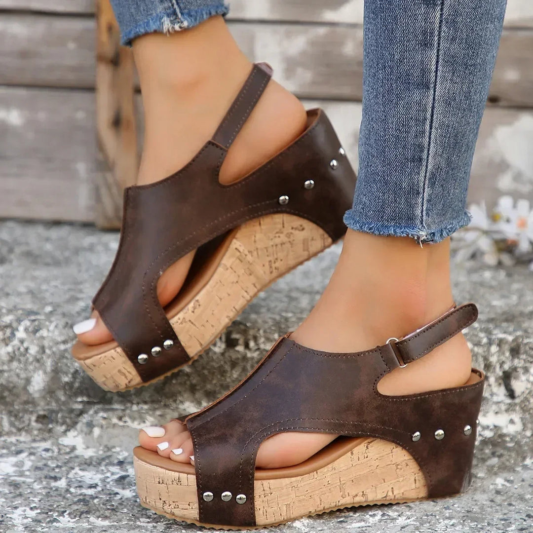 Buckled Ankle Strap Wedge Sandals Comfortable Chic Style