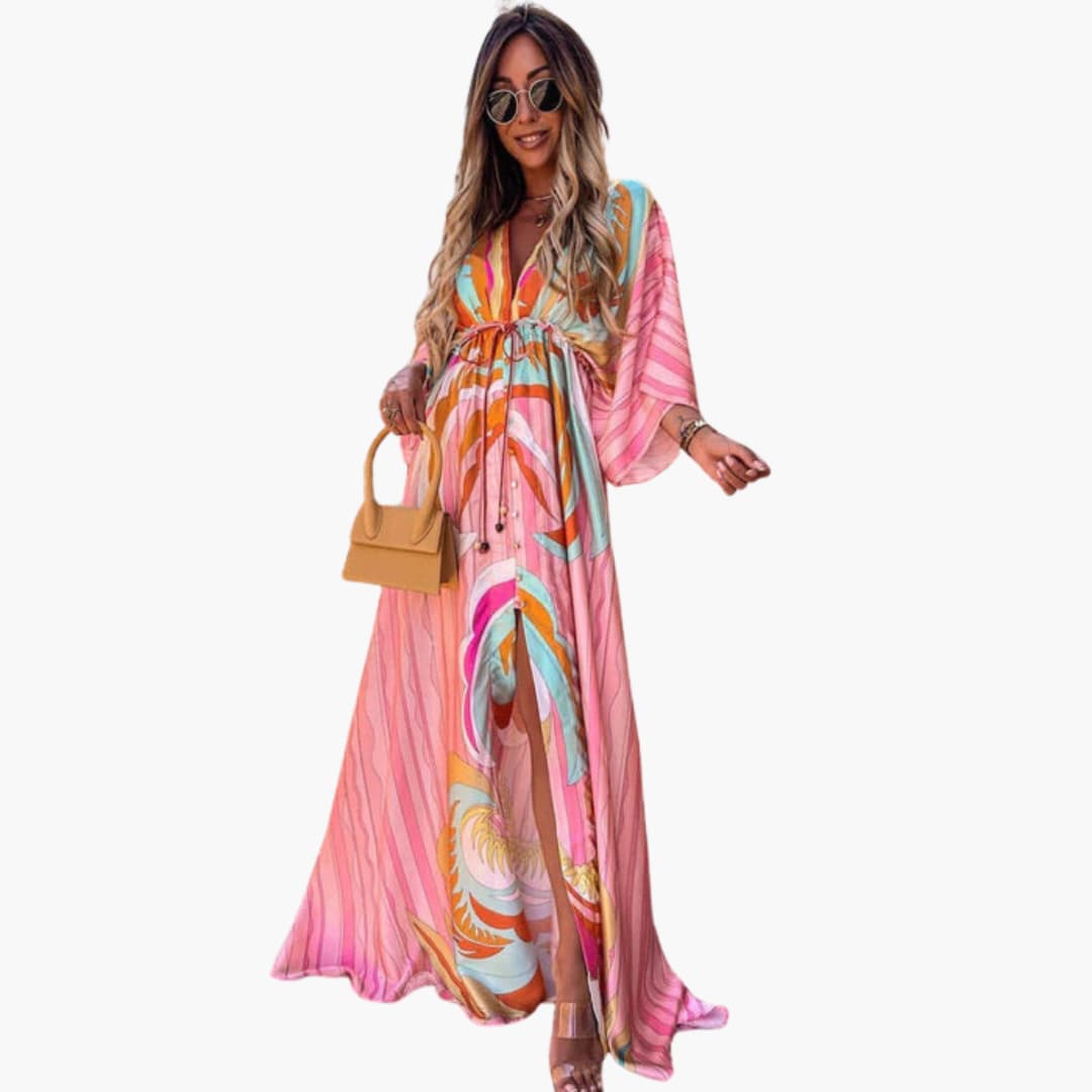 Vibrant Floral Maxi Dress for Women - Olytrend