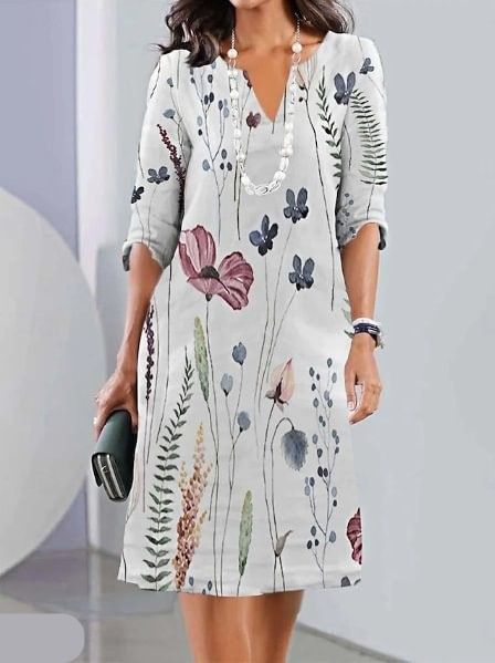 Women's Floral Double Layer Tunic Dress