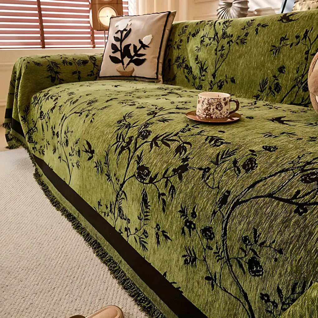 Beautiful Flower Print Blanket with Tassel Edge - Olytrend