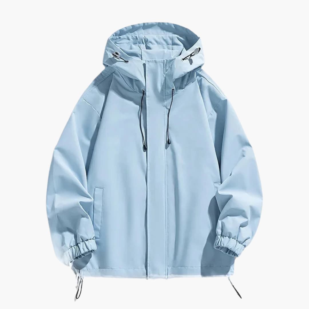 Waterproof Hooded Zip Up Mens Jacket with Adjustable Hem