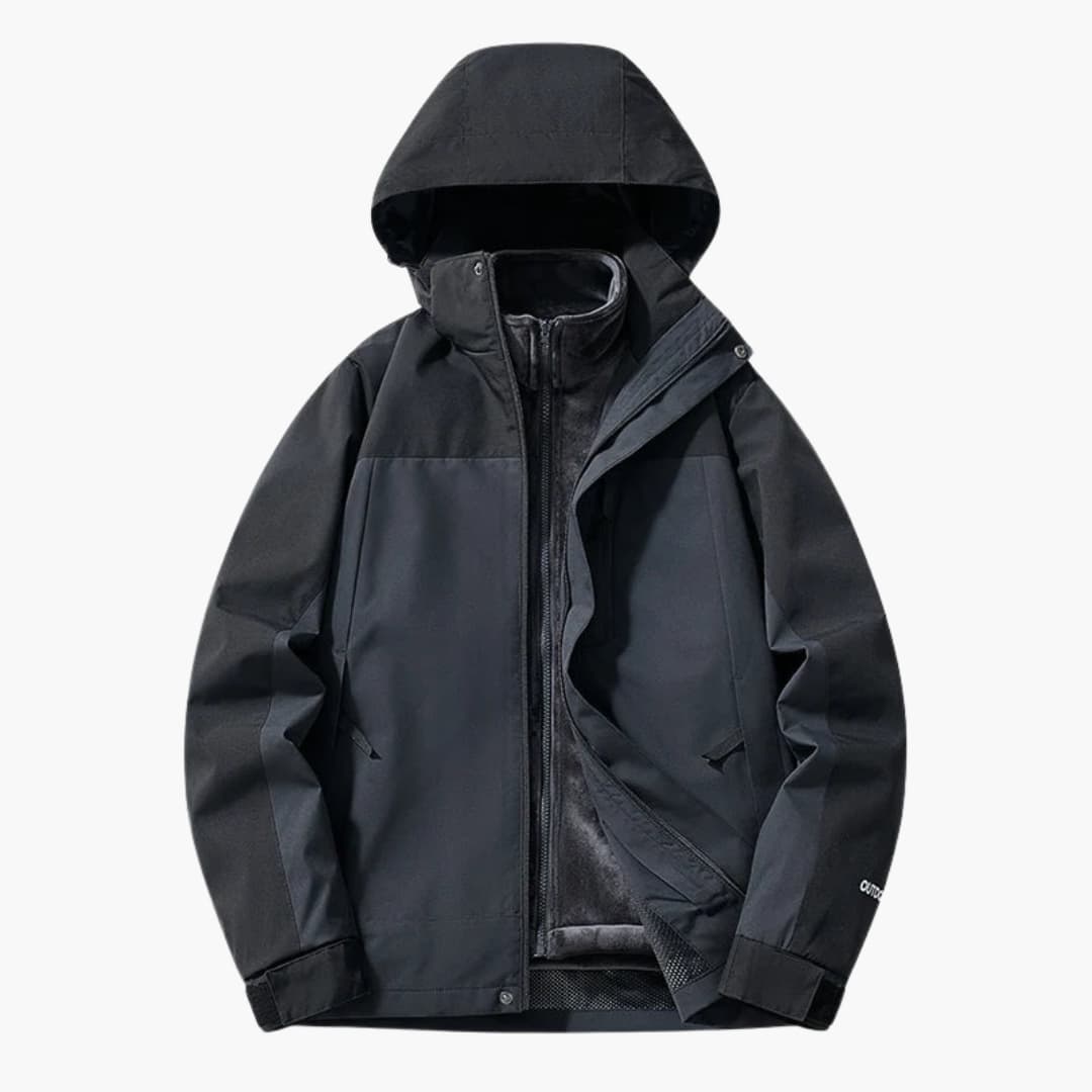 Waterproof Ski Parka with Hood and Zip Pockets