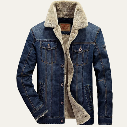 Warm Mens Denim Coat with Sherpa Lining - Nocini