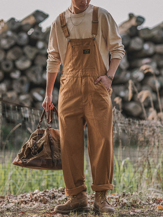 Unisex vintage-inspired canvas overalls