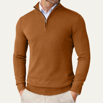 Warm Quarter Zip Knitted Men's Sweater