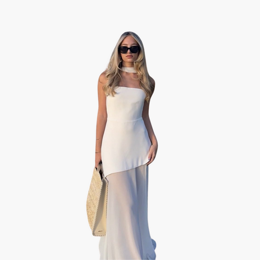 Women's Elegant Long Gown with High Leg Slit - Olytrend