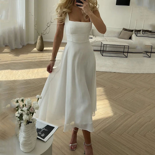 Beatrix | Elegant Midi Dress with Square Neckline for Women