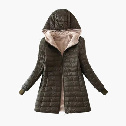 Warm Women's Parka Coat with Zip and Hood