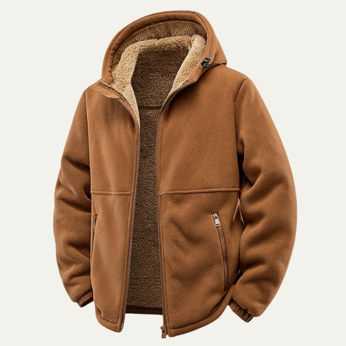 Warm Men's Fleece Hooded Zip Up Winter Jacket