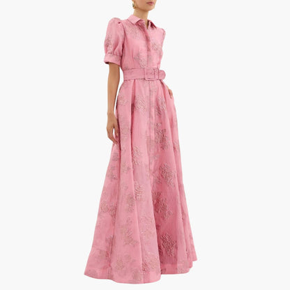 Beautiful Womens Dress with Puff Sleeves and Belt