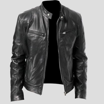 Vintage Style Mens Biker Leather Jacket - Olytrend