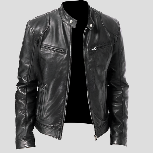 Vintage Style Mens Biker Leather Jacket - Olytrend