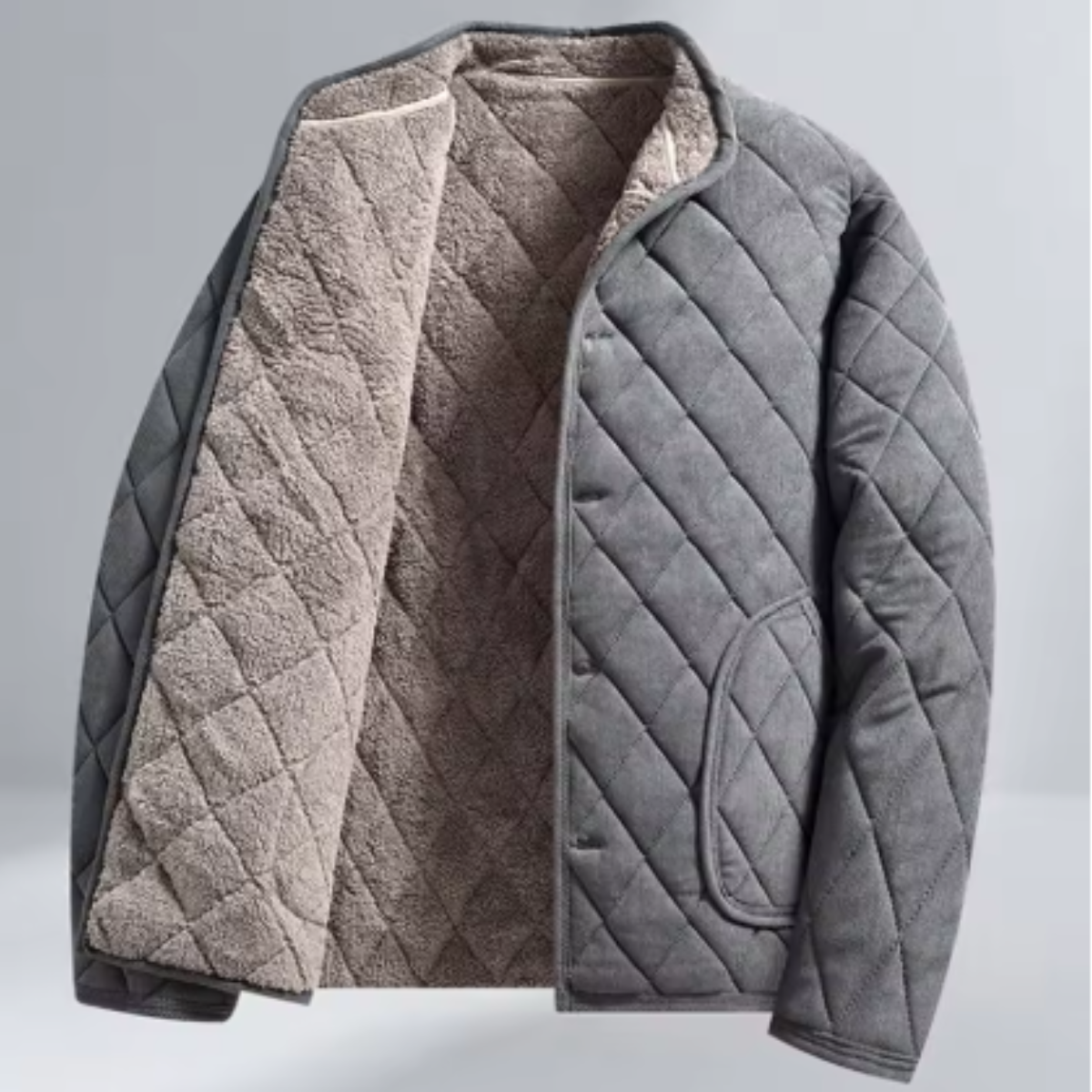 Warm Padded Mens Quilted Winter Coat with Fleece Inside