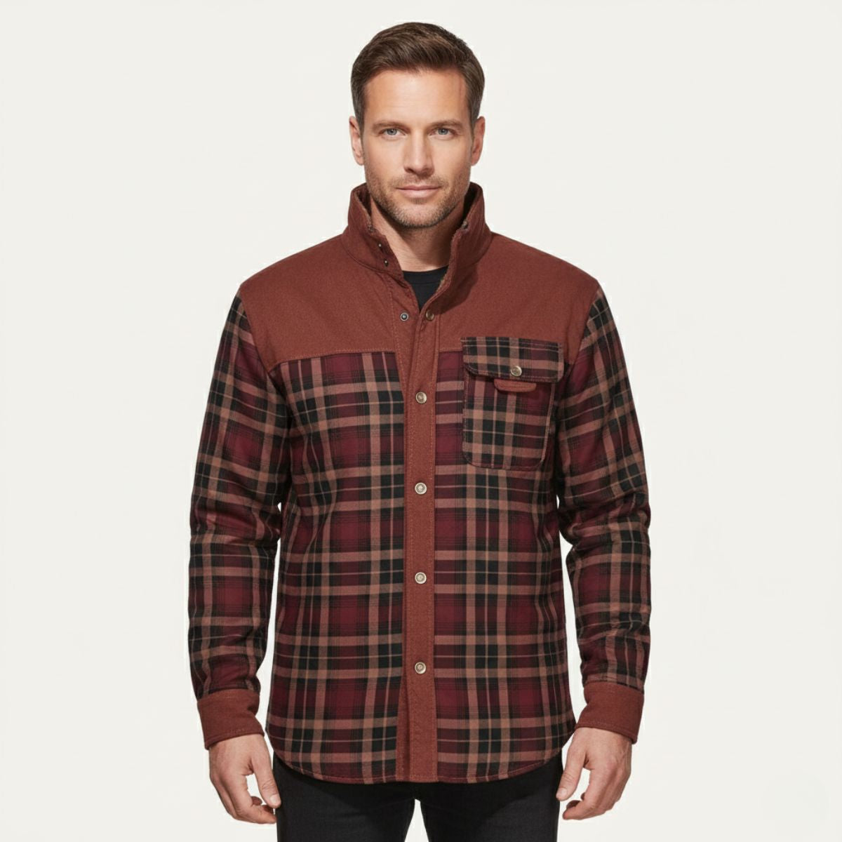 Warm Plaid Check Men's Winter Coat