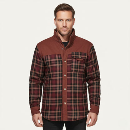 Warm Plaid Check Men's Winter Coat