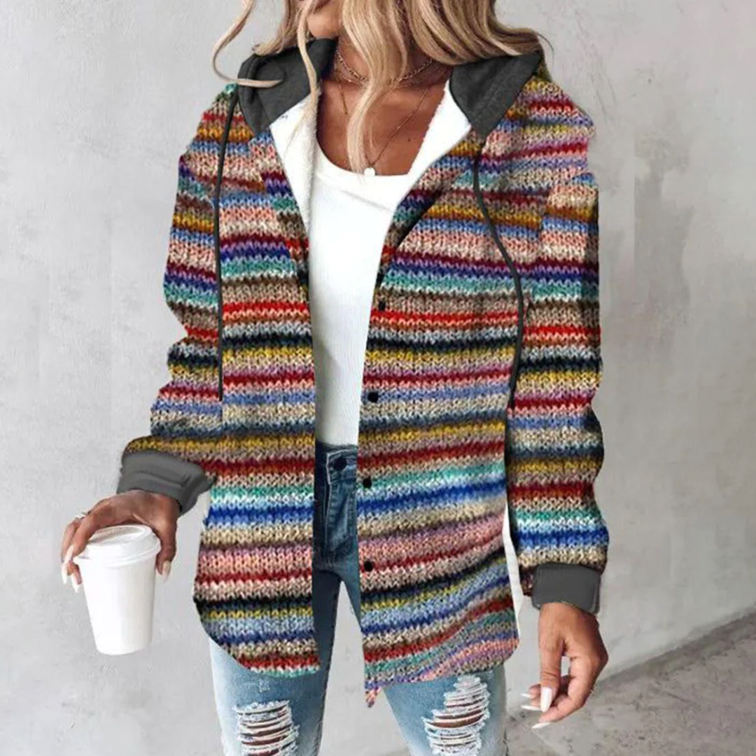 Women's Hoodie Cardigan | Striped