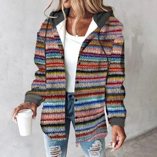 Women's Hoodie Cardigan | Striped