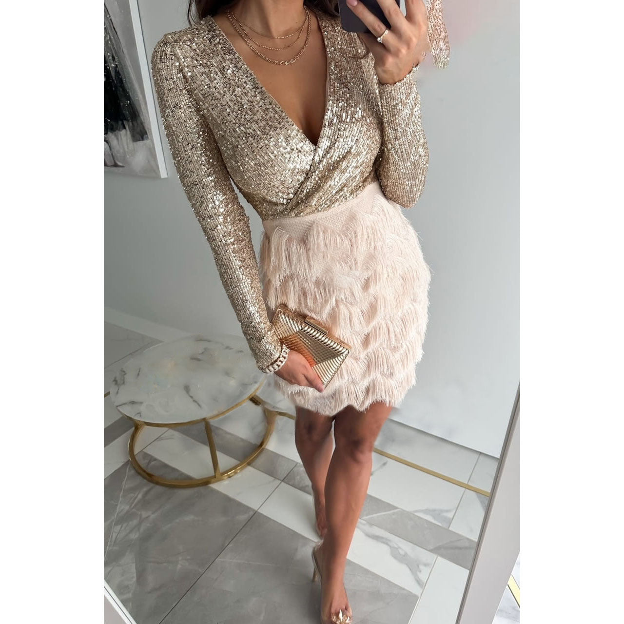 Beatrix | Festive Glitter Mini Dress for Women