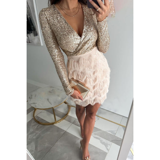 Beatrix | Festive Glitter Mini Dress for Women