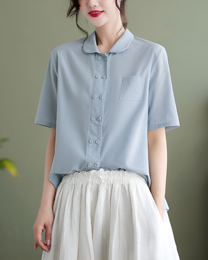 Casual Loose Fit Cotton Shirt for Women - Olytrend