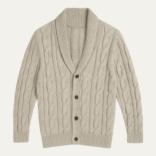 Warm Men's Cable Knit Patterned Cardigan Sweater - Nocini