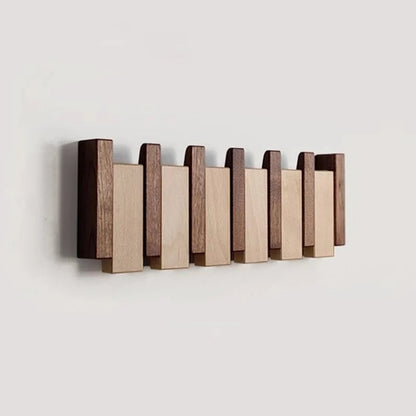 Wall-mounted wooden coat rack - Handmade piano coat rack with foldable hooks
