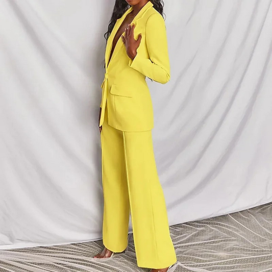 Women's Bina Blazer and Pants Set, Long Sleeve
