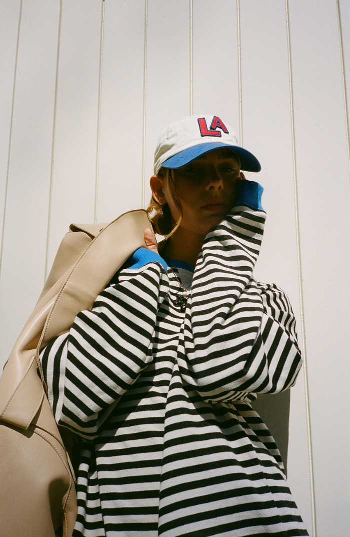 Women's casual sweatshirt: stripes & contrasting details