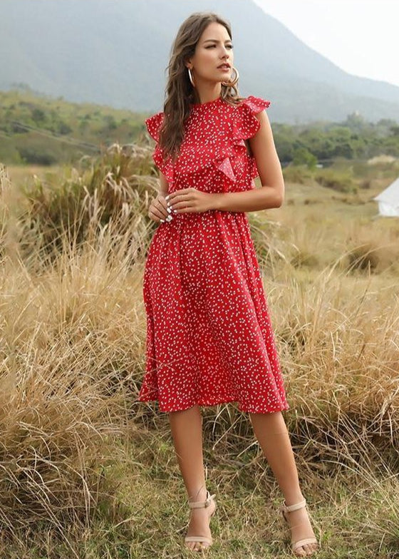 Andrea | Long Bohemian Chic Dress – Elegant Red and Romantic Spirit