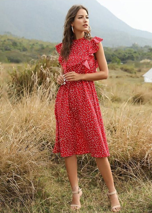 Andrea | Long Bohemian Chic Dress – Elegant Red and Romantic Spirit