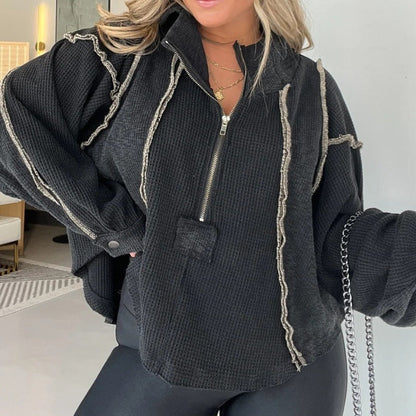 Women's sweater with irregular hem for autumn and winter