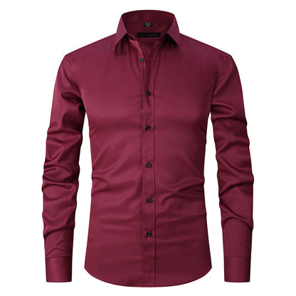 Allen – Long-sleeved slim men's shirt in solid stretch