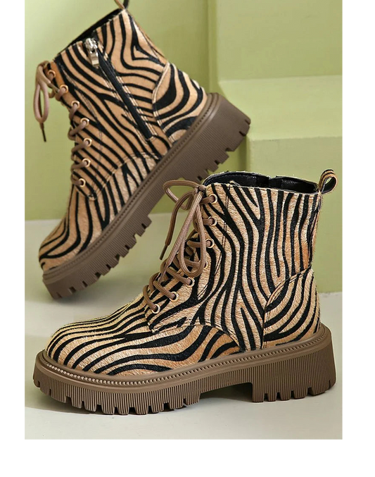 Animal Print Ankle Boots - Olytrend