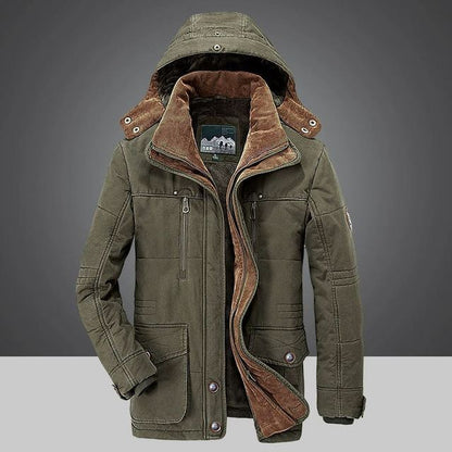 Warm winter hooded jacket for men - thick lining and windproof cut
