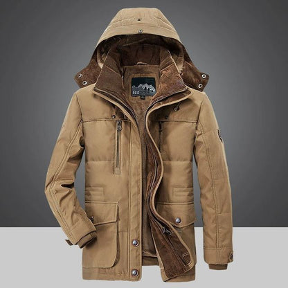 Warm winter hooded jacket for men - thick lining and windproof cut