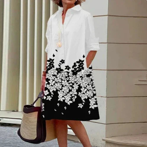 Women's solid-color shirt dress