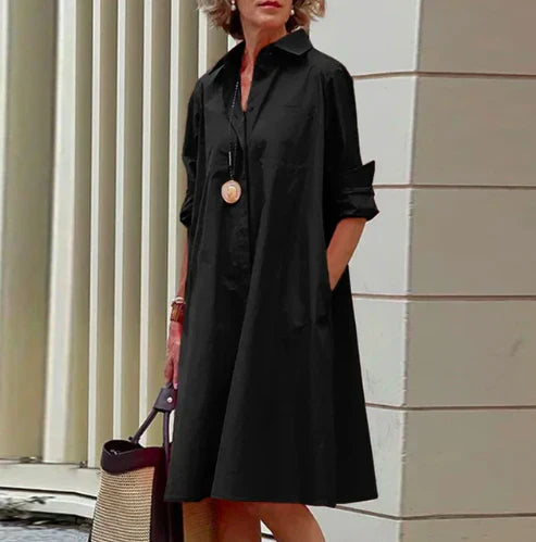 Women's solid-color shirt dress