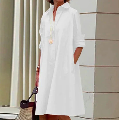 Women's solid-color shirt dress